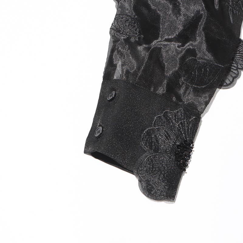 Organza Shirt with Floral Sequin Detail
