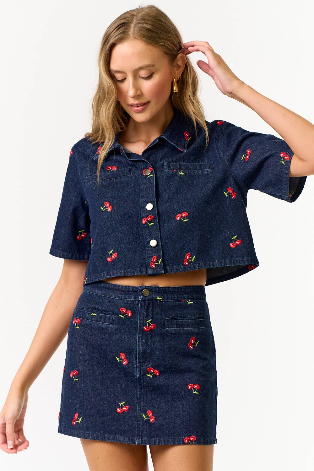 Cherry Denim Top