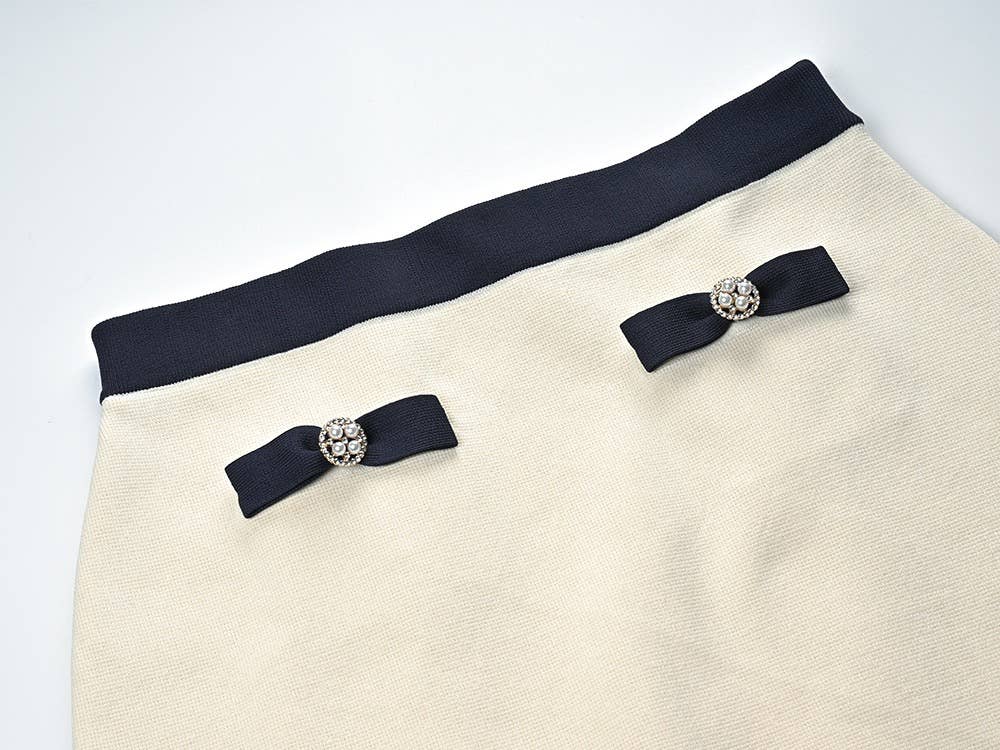 Bow Knitted Skirt Set