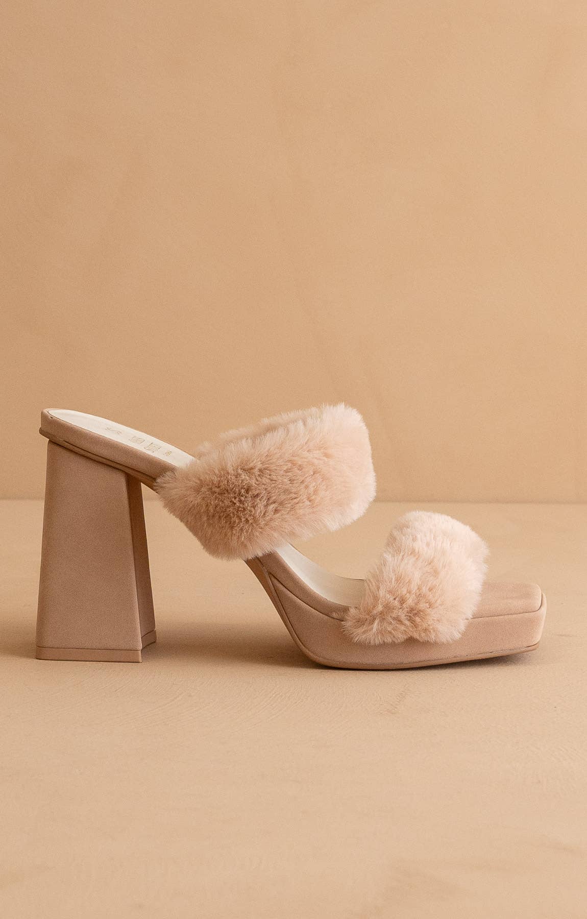 Fuzzy Banded Platform Party Heel