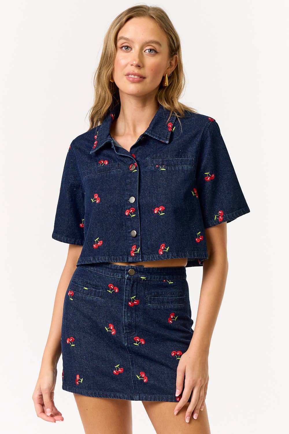 Cherry Denim Mini Skirt