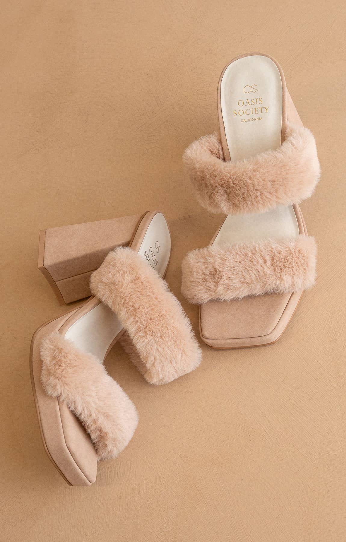 Fuzzy Banded Platform Party Heel