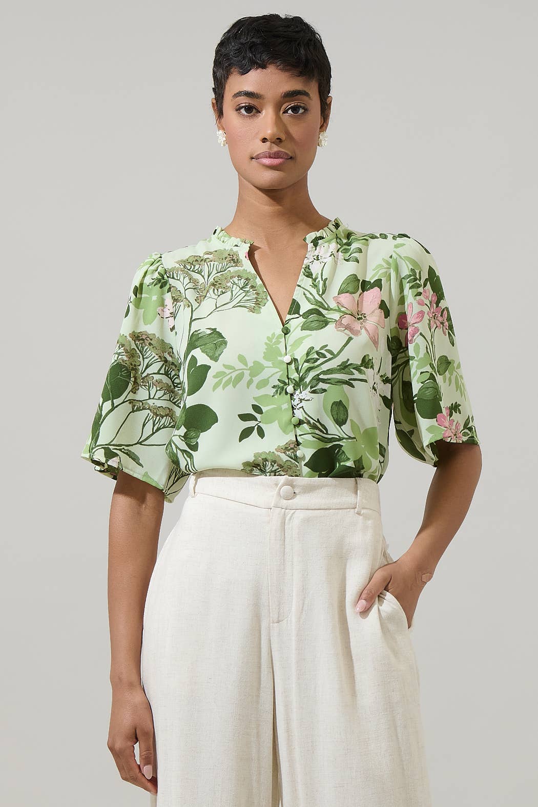 Zane Floral Bryn Button Blouse