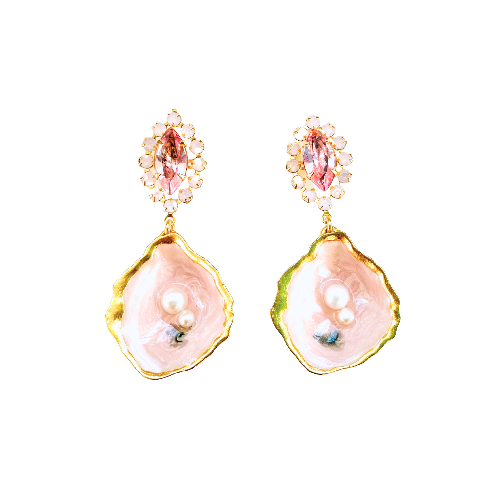 Pink Pearl Oyster Earrings