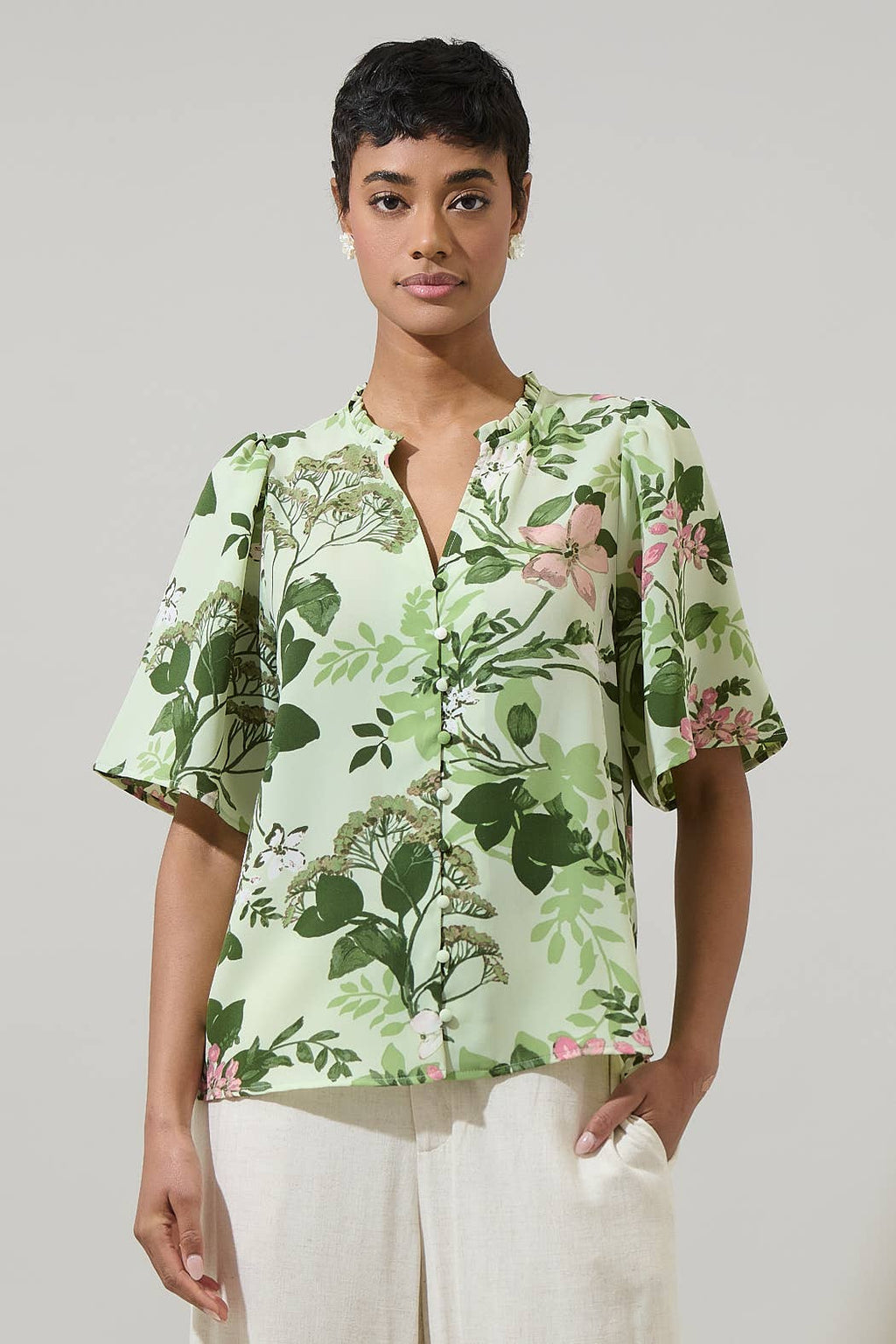 Zane Floral Bryn Button Blouse