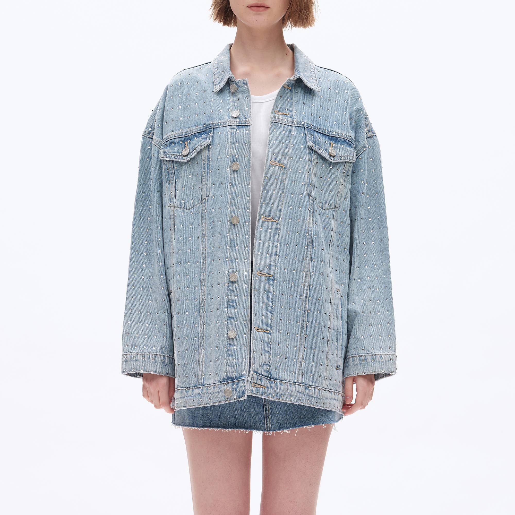 Long Sleeve Embellished Denim Jacket
