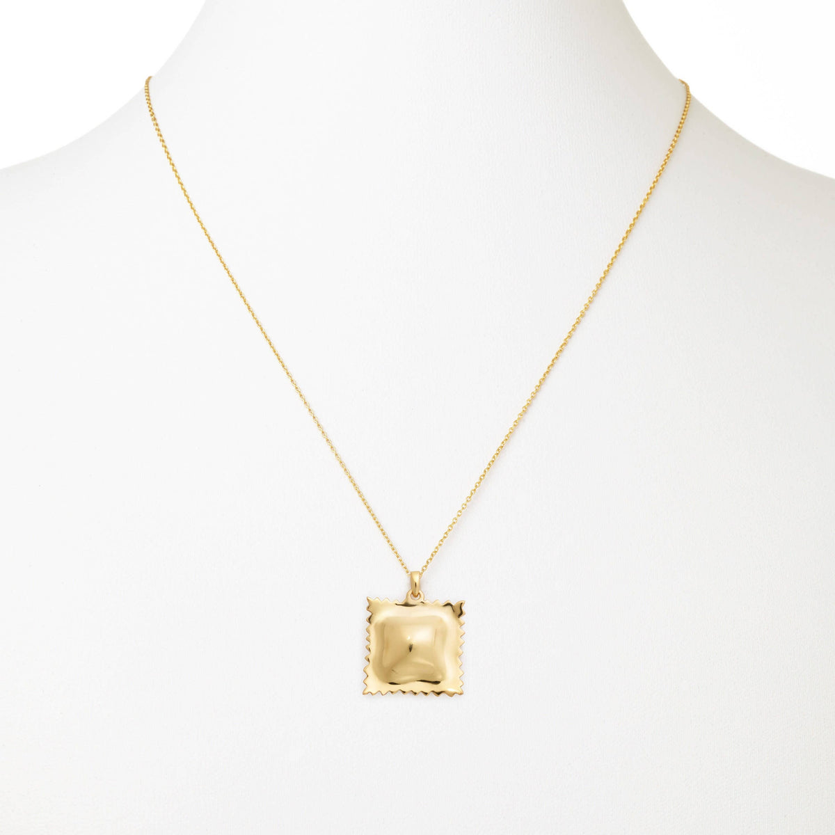 Ravioli Pasta Necklace, Yellow Gold Plated, By Delicacies Jewelry - Every Purchase Fights Hunger! (Foodie Gift, Pasta Jewelry)