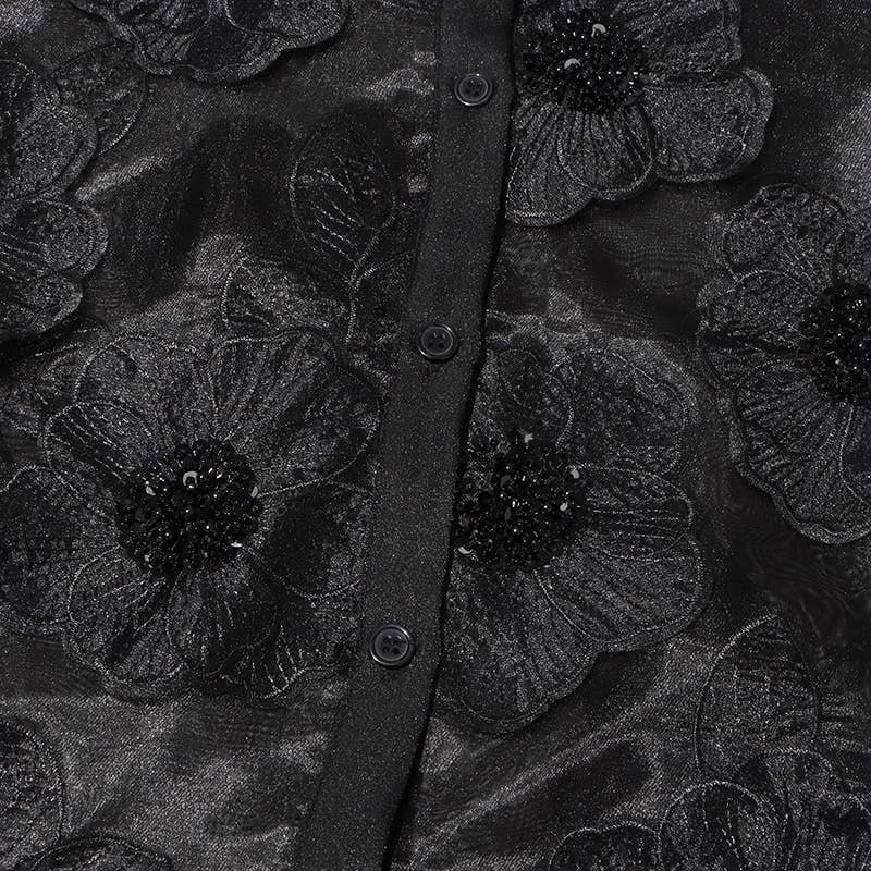Organza Shirt with Floral Sequin Detail