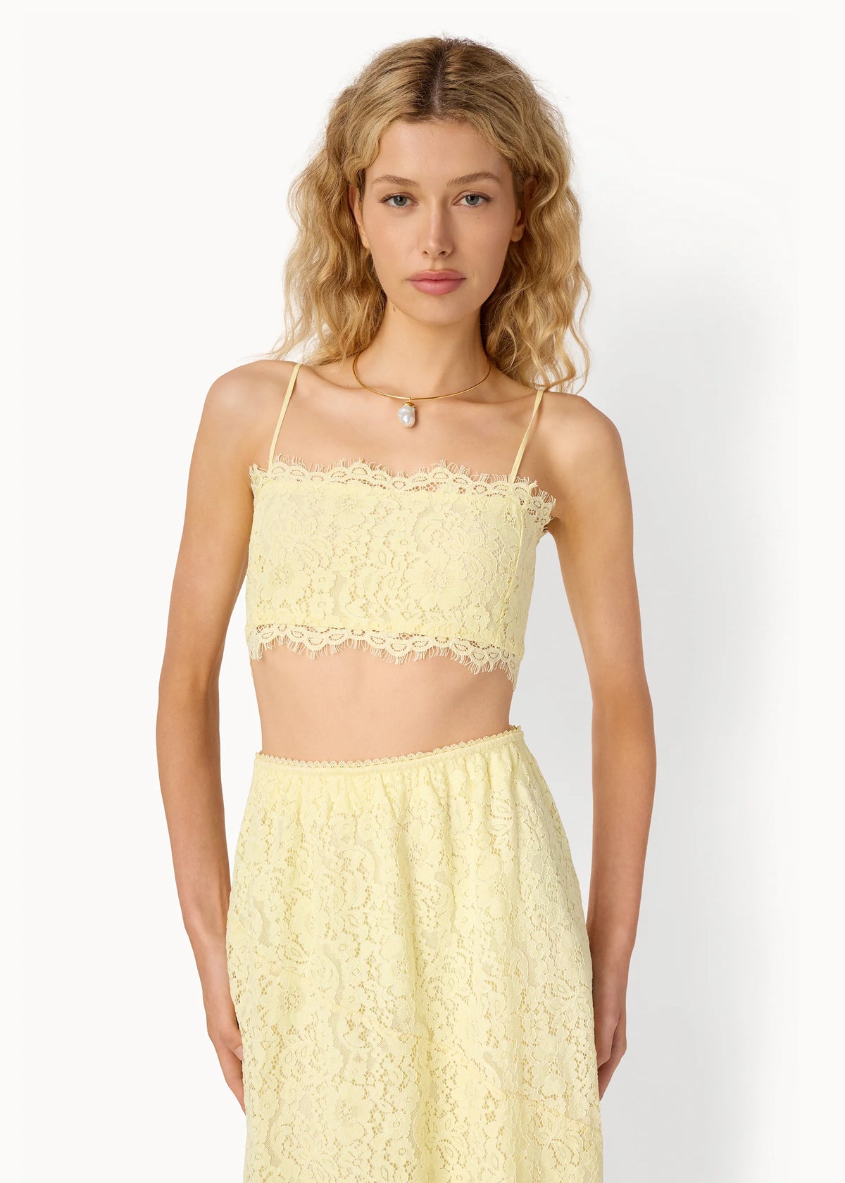 Sofie Lace Cropped Cami Buttercup