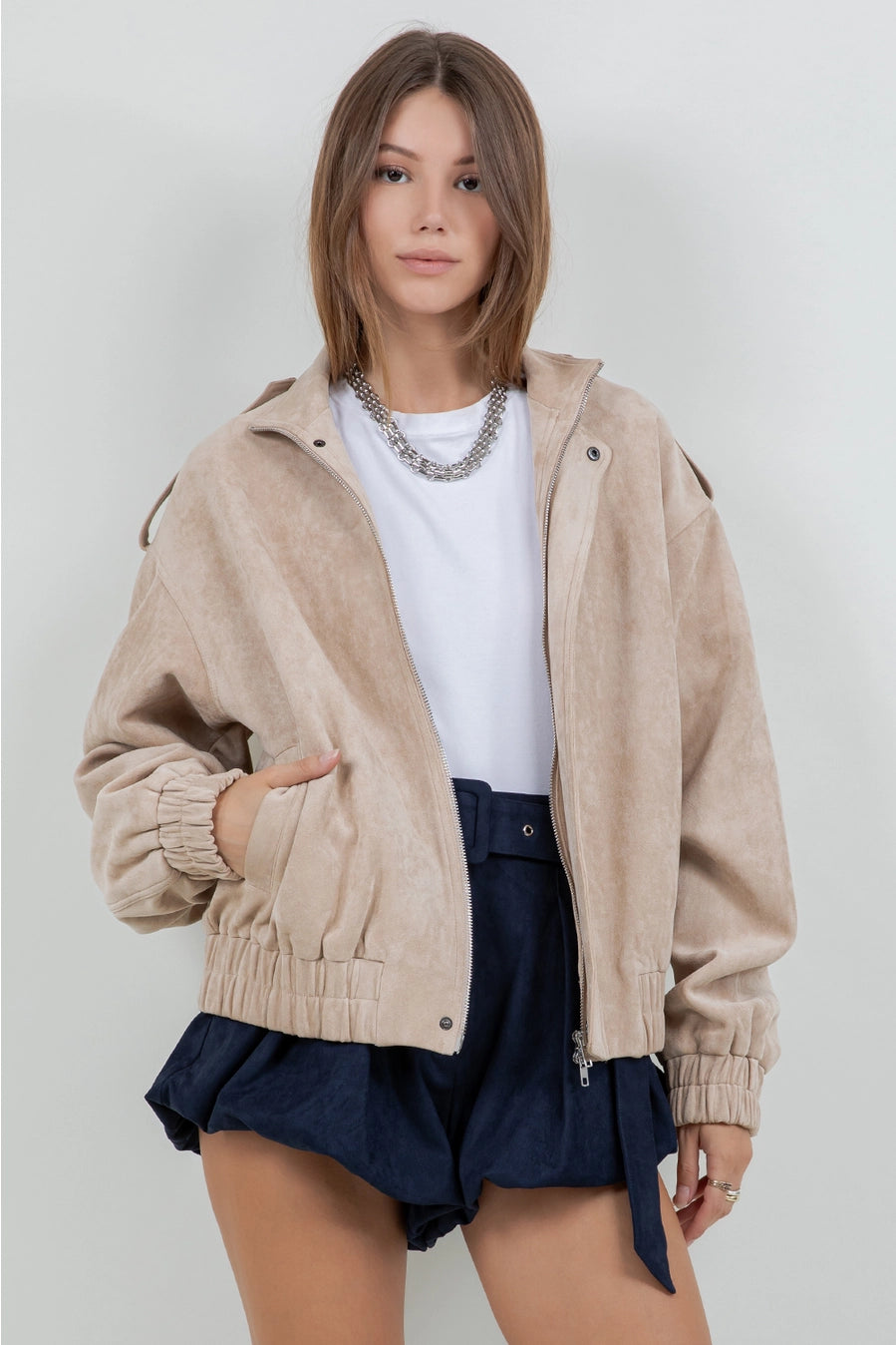 Suede Bomber Jacket