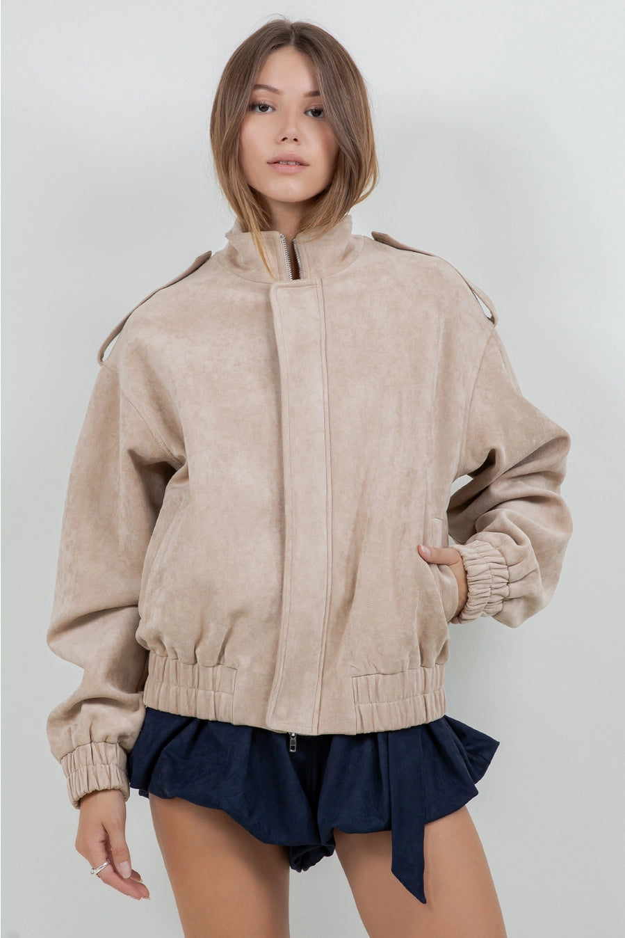 Suede Bomber Jacket