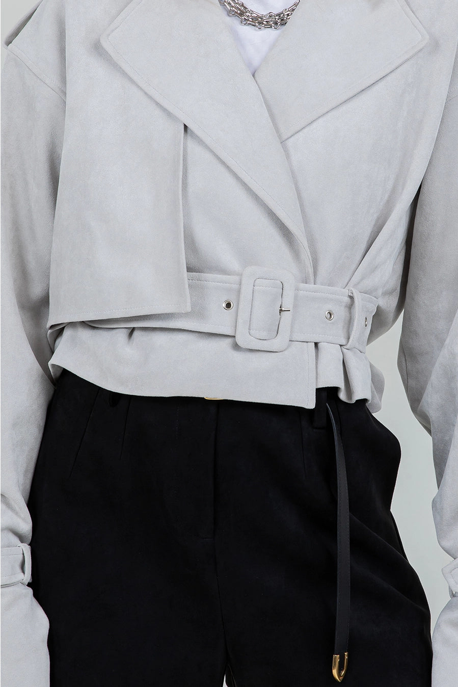 Suede Moto Jacket with Adjustable Belt