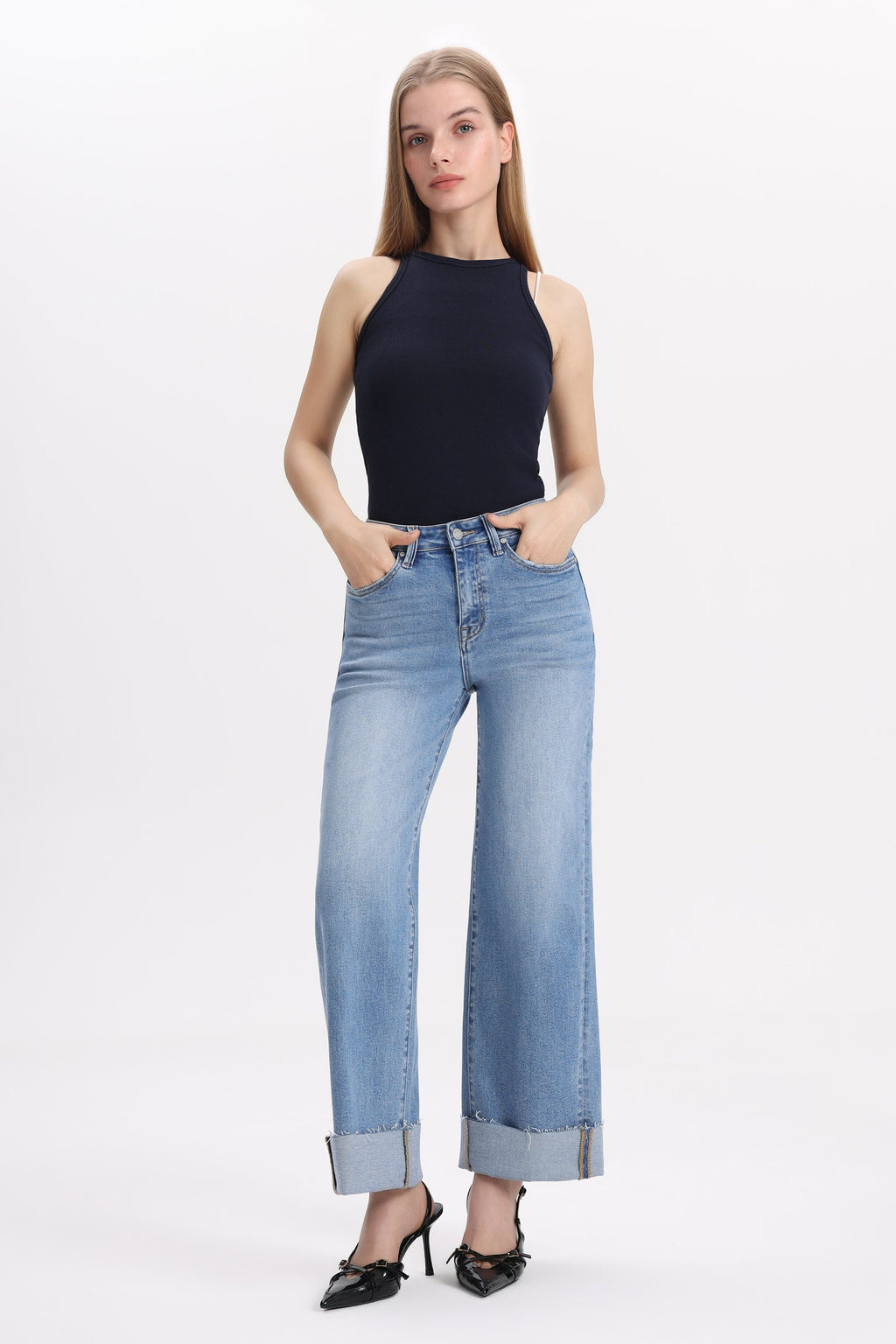 Classic High Rise Wide Leg Jeans