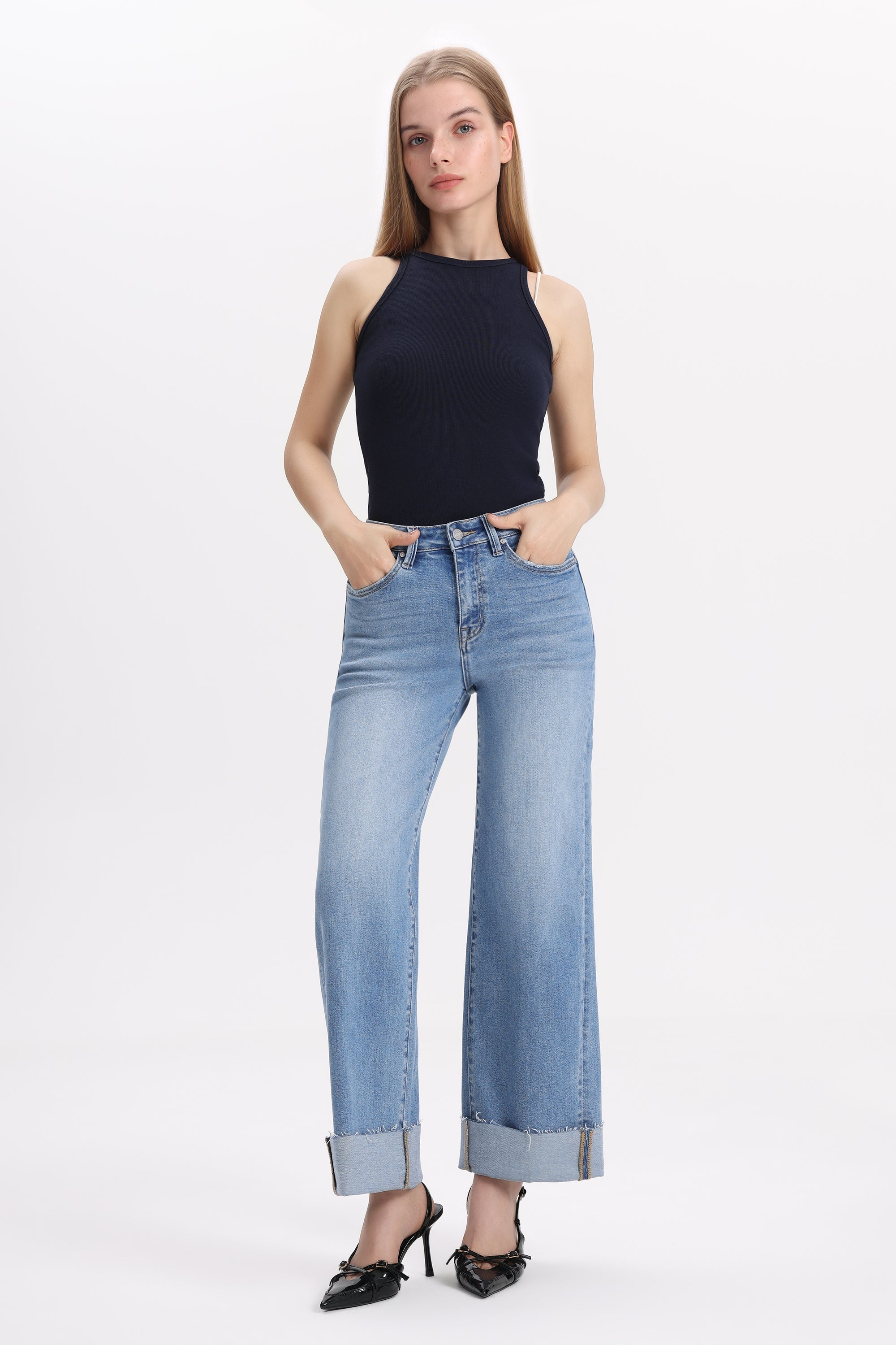 Classic High Rise Wide Leg Jeans